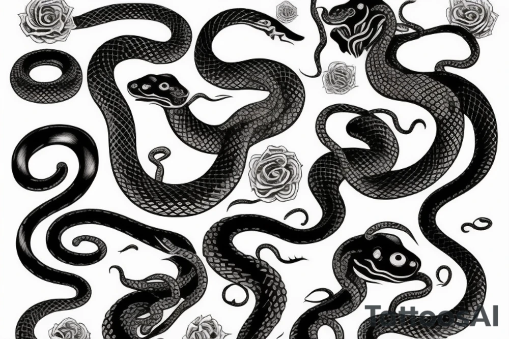 Snakes and demon sleeve tattoo idea