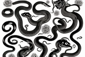 Snakes and demon sleeve tattoo idea