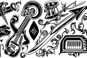 Music and swords tattoo idea