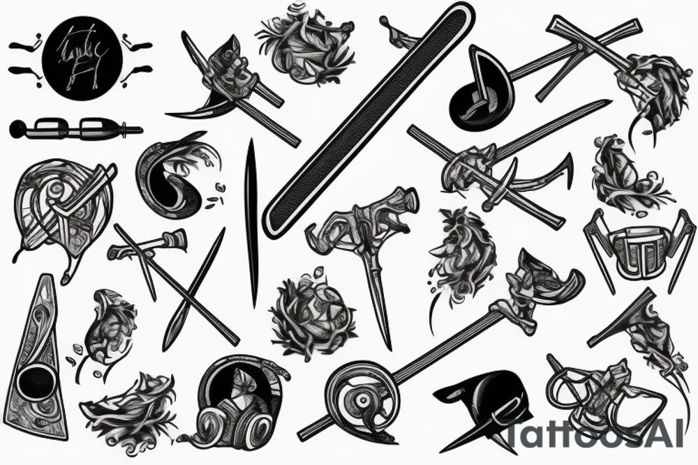 Music and swords tattoo idea