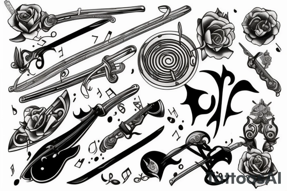 Music and swords tattoo idea