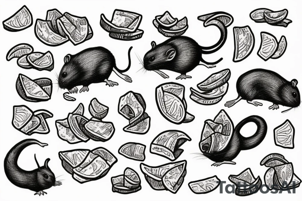 rat eating some chips tattoo idea