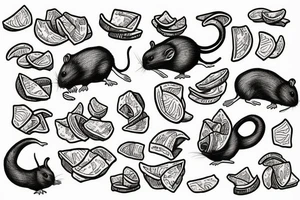 rat eating some chips tattoo idea