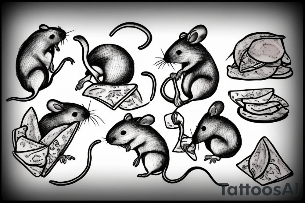 rat eating some chips tattoo idea