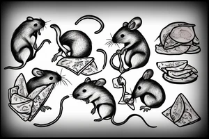 rat eating some chips tattoo idea