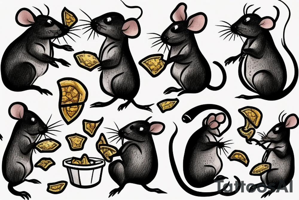 rat eating some chips tattoo idea