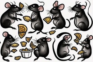 rat eating some chips tattoo idea