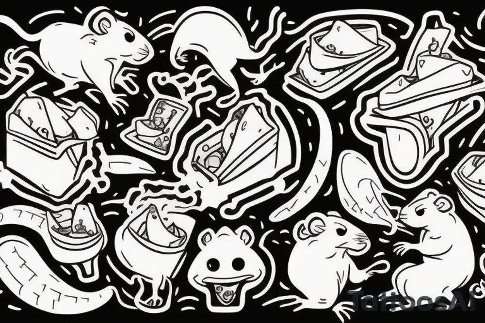 rat eating some chips tattoo idea
