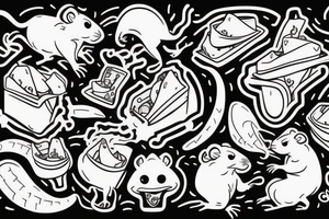 rat eating some chips tattoo idea