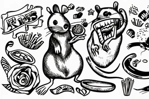 rat eating some fries tattoo idea