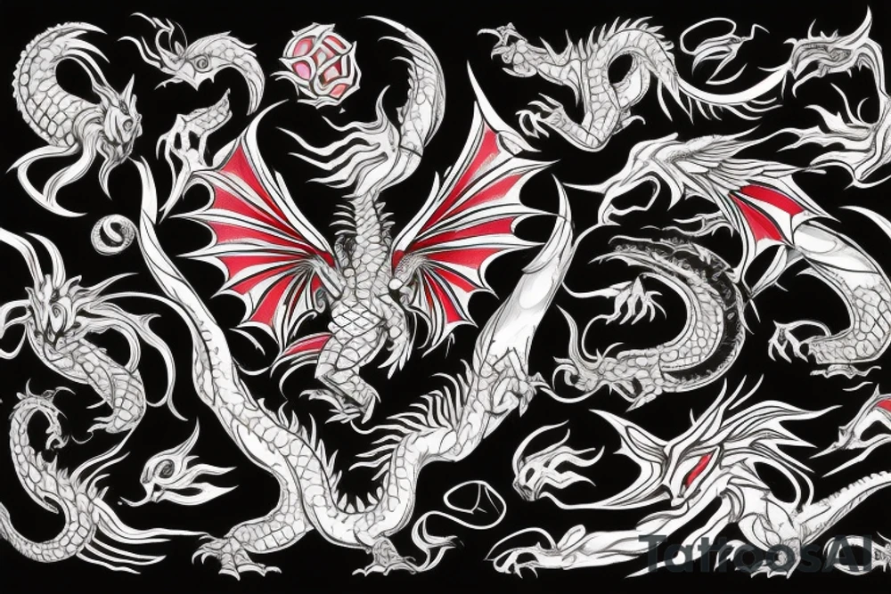Flying red Dragon, halfmoon tattoo idea