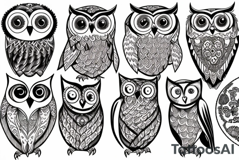 Last heart beat and owls tattoo idea