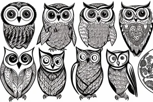 Last heart beat and owls tattoo idea