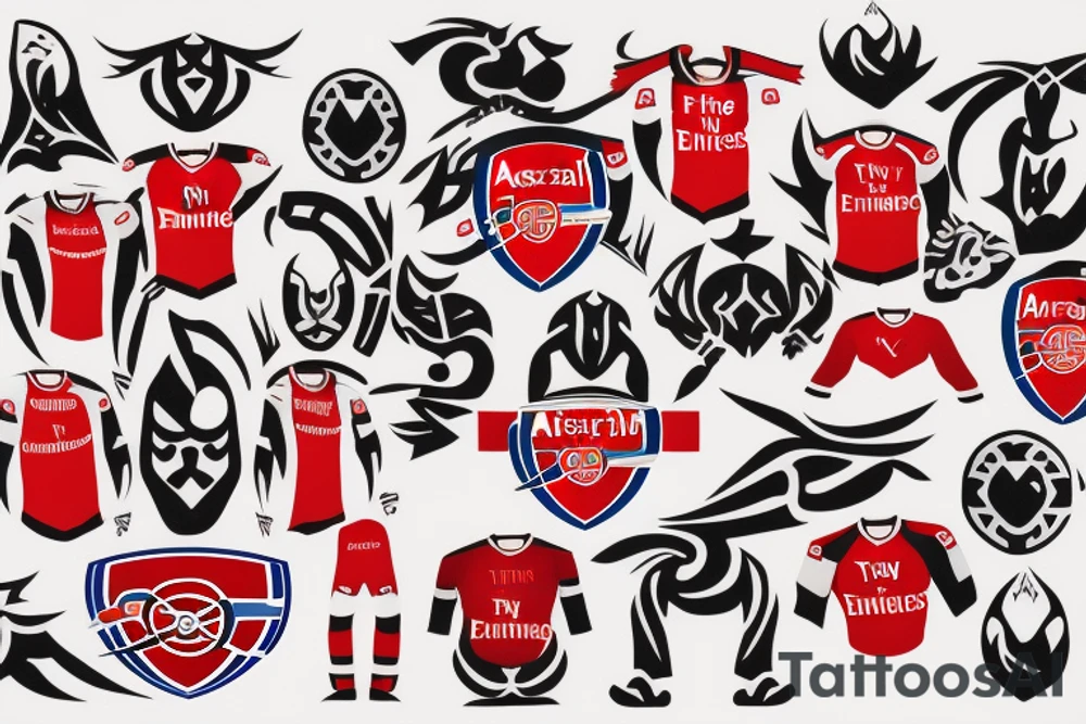 Arsenal Football Club logo with a tribal look tattoo idea