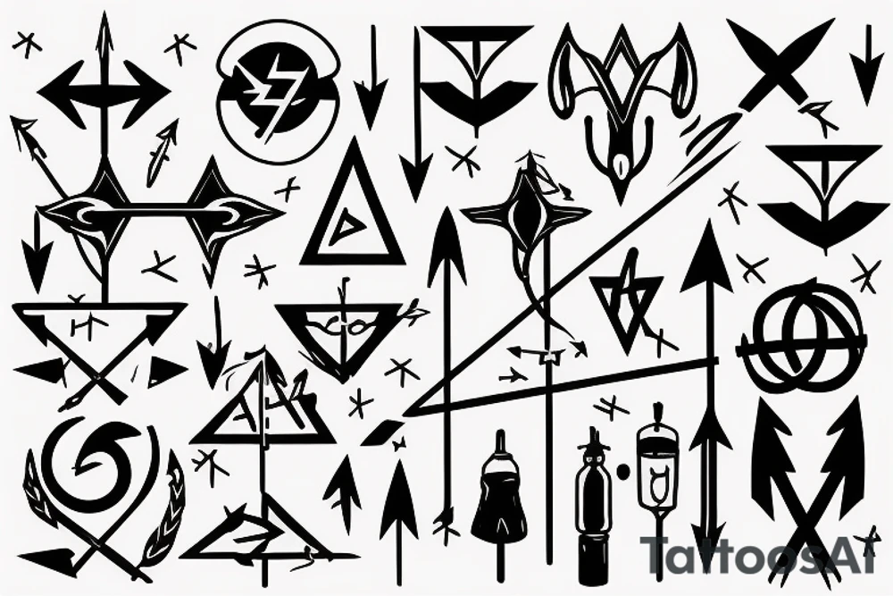 Mixed cancer Aries constellation with an arrow and a Harry Potter wound tattoo idea