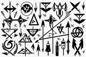 Mixed cancer Aries constellation with an arrow and a Harry Potter wound tattoo idea