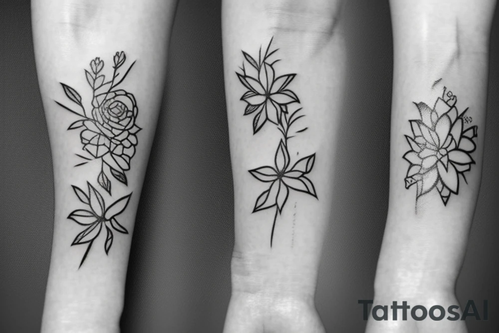 flowers with a line break tattoo idea