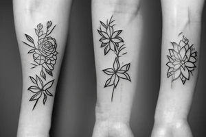 flowers with a line break tattoo idea