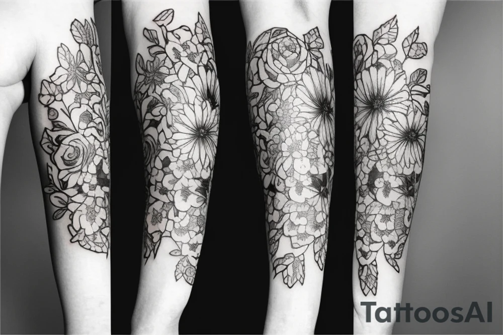 flowers right below inner elbow tattoo idea