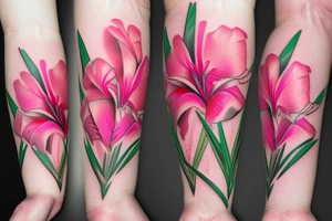 Pink Gladiola with Polish writing tattoo idea