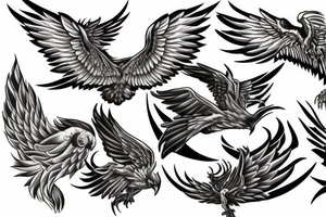 flying phoenix turning to ashes tattoo idea