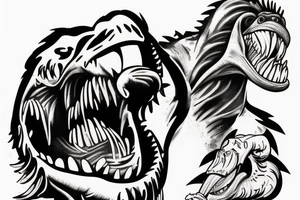 King Kong ripping dinosaurs tongue out tattoo idea