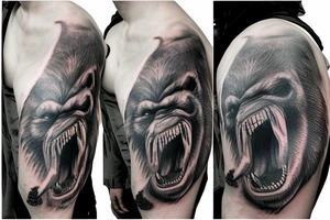 King Kong ripping dinosaurs tongue out tattoo idea