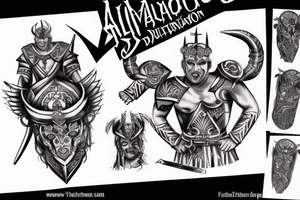 gladiator warrior fighting demon tattoo idea