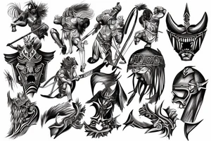 gladiator warrior fighting demon tattoo idea