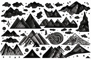Mountains transitioning into the sky tattoo idea