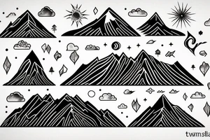 Mountains transitioning into the sky tattoo idea