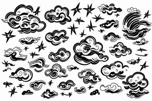 Storm cloud with lightning tattoo idea