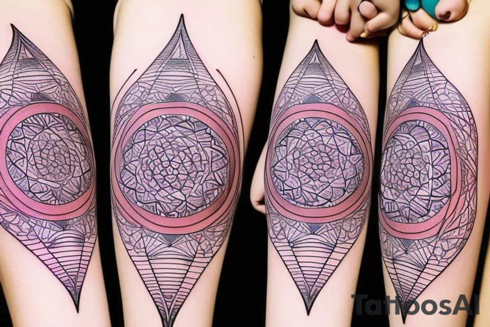 color Women portrait with sacred geometry background tattoo idea
