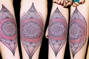 color Women portrait with sacred geometry background tattoo idea