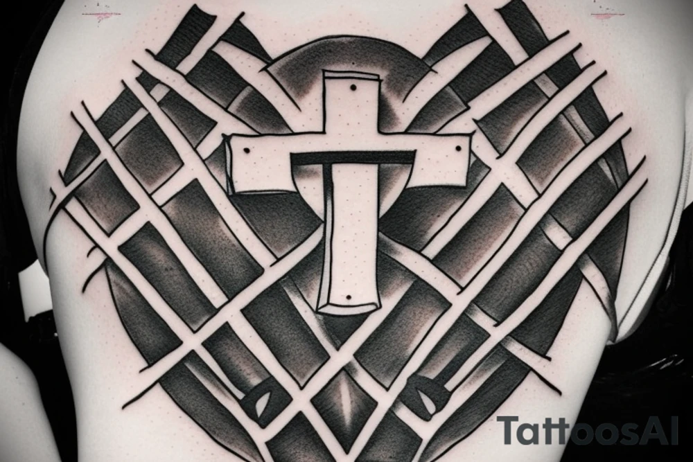 armor plate designed around a cross on my should tattoo idea