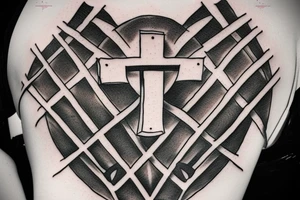 armor plate designed around a cross on my should tattoo idea