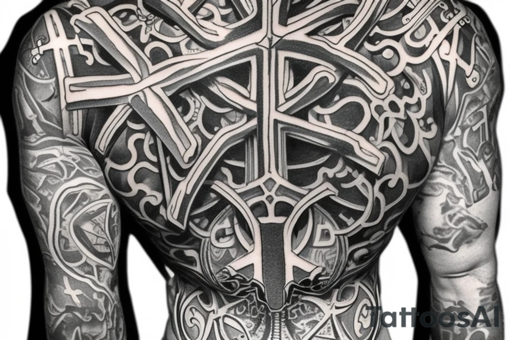 a shoulder piece designed to accentuate a cross already in place tattoo idea a shoulder piece designed to accentuate a cross already in place tattoo idea