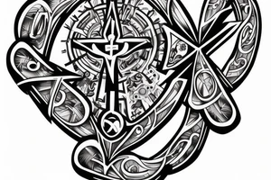 a shoulder piece designed to accentuate a cross already in place tattoo idea