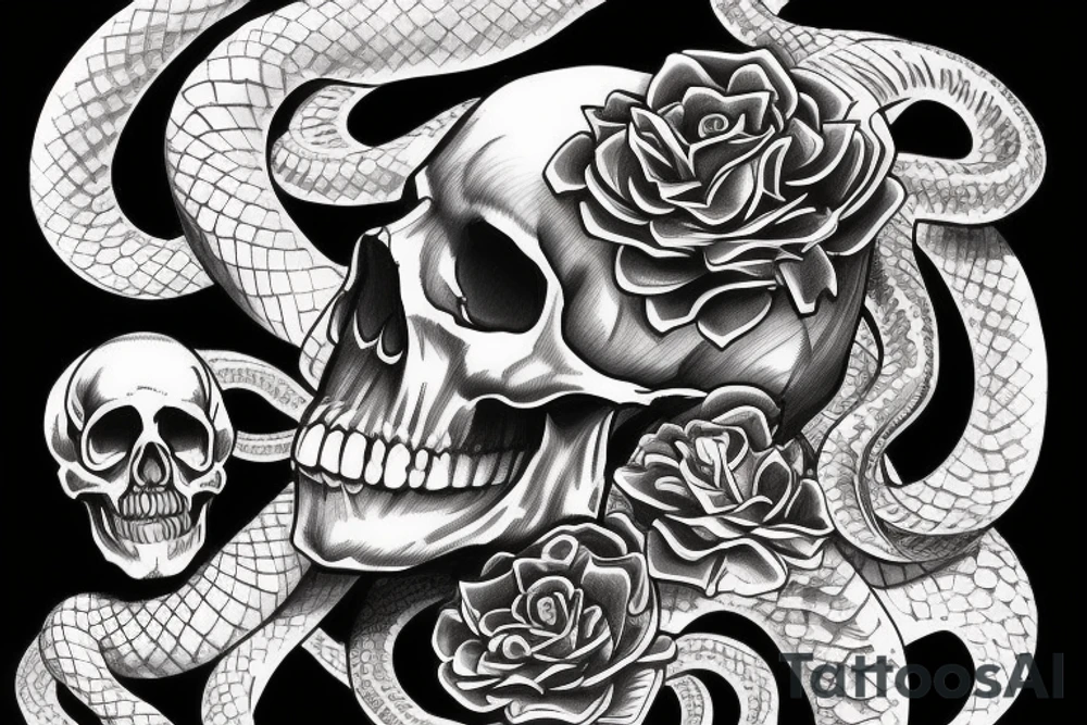 Skull Surreal Beautiful Snake tattoo idea