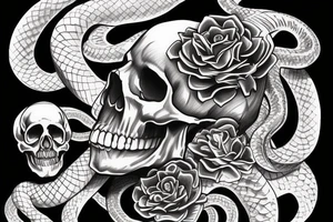 Skull Surreal Beautiful Snake tattoo idea