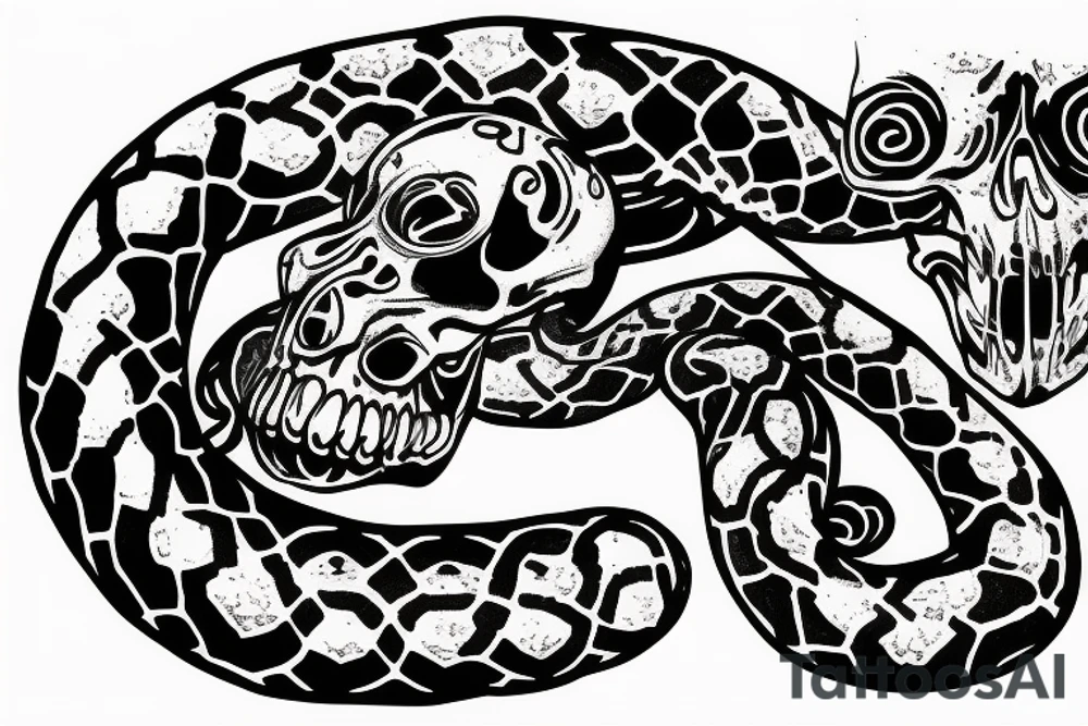 Skull Surreal Beautiful Snake tattoo idea