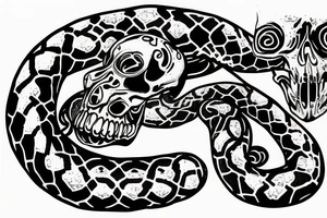 Skull Surreal Beautiful Snake tattoo idea