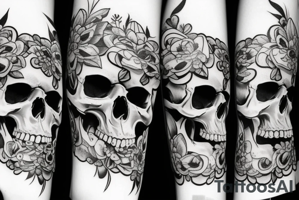 Skull Flower Death Beautiful tattoo idea