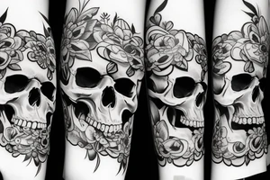 Skull Flower Death Beautiful tattoo idea