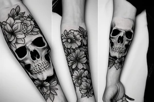 Skull Flower Death Beautiful tattoo idea