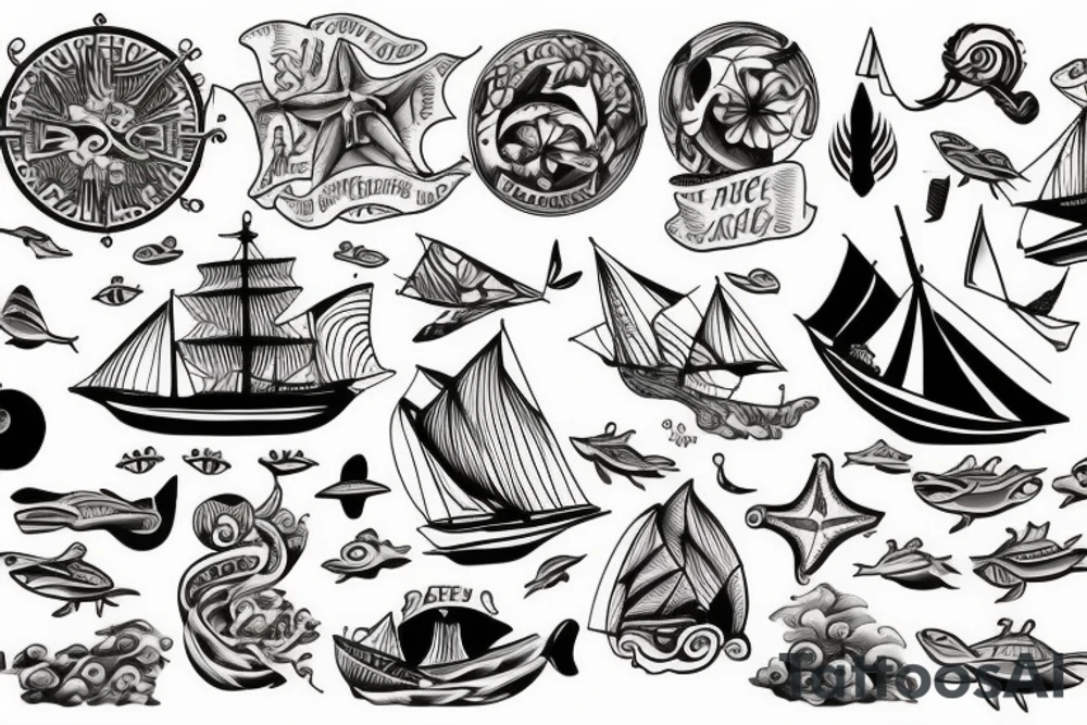 Ship in the sea tattoo idea