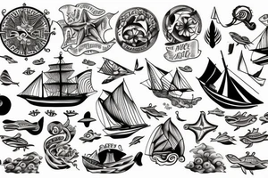 Ship in the sea tattoo idea