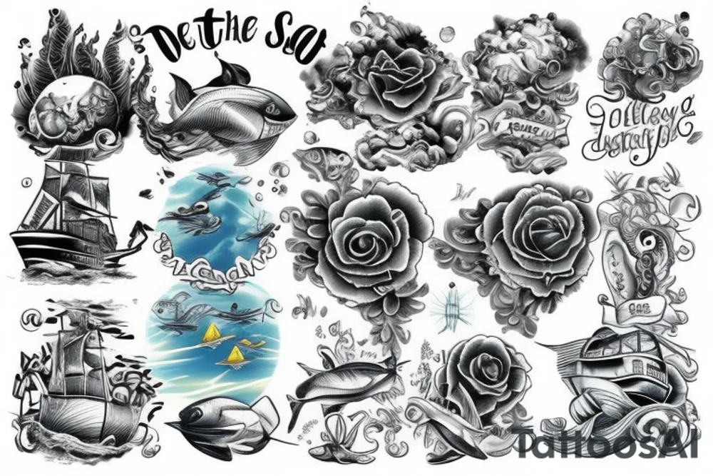 Ship in the sea tattoo idea