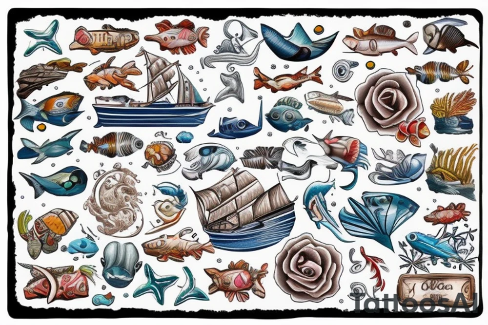 Ship in the sea tattoo idea