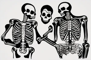 Skeleton talking to a human at a campfire tattoo idea
